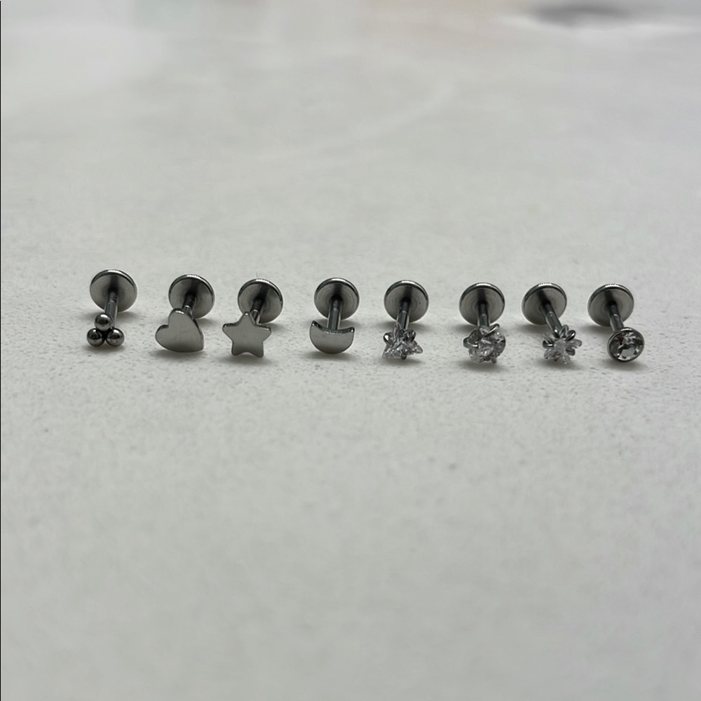 Silver Stud Nose Ring Set